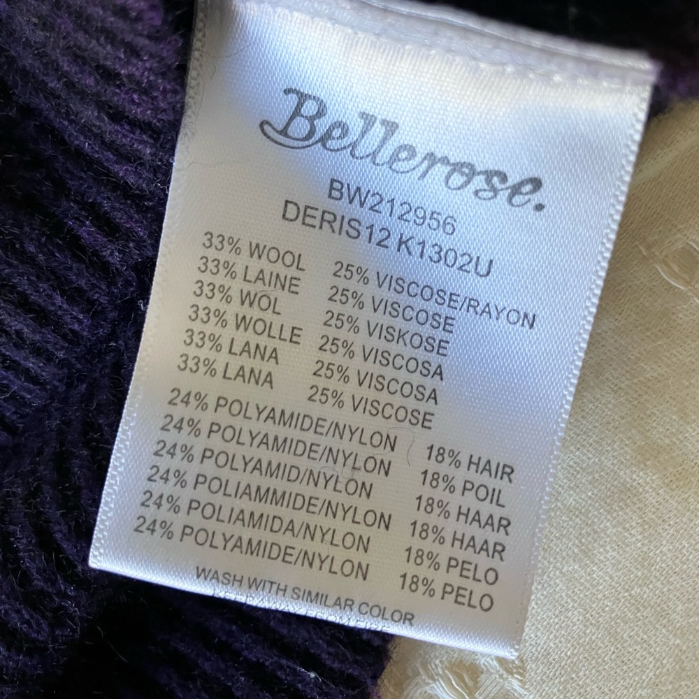 BELLEROSE Purple Boatneck Dolman Sleeve Light Weight Sweater Size 1 - Picture 9 of 10